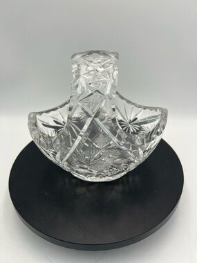 Cut Glass Crystal Basket - Clear